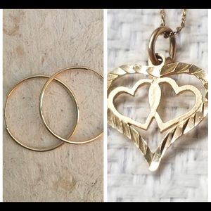 SALE!!! 10K 💛 Gold Heart Necklace & 14K Hoops!💛